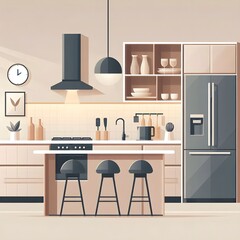 Flat Design Modern Kitchen