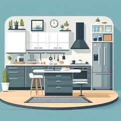 Flat Design Modern Kitchen