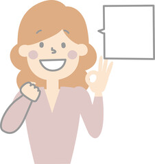 collection set of cute doodle hand draw facial expression speech bubble balloon with girl woman character, text box think speak talk banner, flat png transparent element design