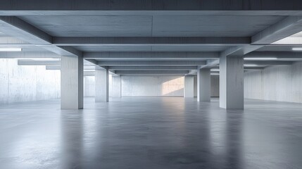 Newly built empty parking garage of the shopping center