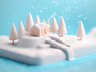 Winter Solstice Christmas snow castle building model
