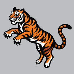 vector tiger jump background gray