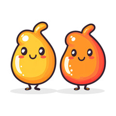 Fototapeta premium Cute pear-shaped characters with cheerful faces isolated on transparency PNG background, ideal for kid's content, educational material, or playful branding to create a fun and engaging visual appeal,