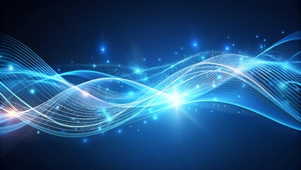  Holographic blue abstract technology data wavy lines background