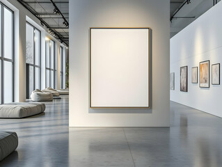 Modern art gallery interior featuring a blank canvas for potential artwork display, enhancing creative inspiration.