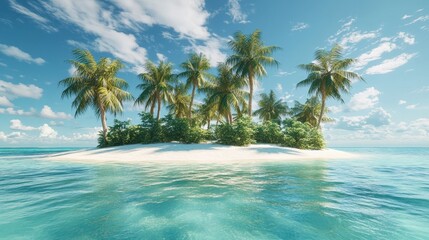 Tranquil Tropical Island with Palm Trees