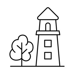 Lighthouse Line Editable Stroke Icons. Real Estate Home Apartment Cityscape Vector Illustration