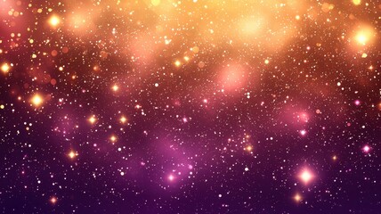 Obraz premium A mesmerizing cosmic background featuring vibrant hues of purple and gold, dotted with twinkling stars and shimmering light.
