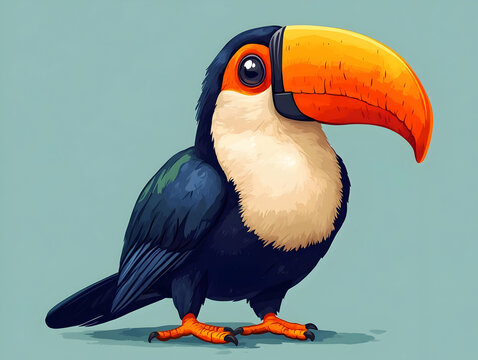 recommend clip art: A colorful toucan illustration featuring a vibrant orange beak and striking blue plumage, perfect for nature-themed designs.