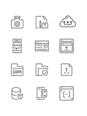 Folder GDPR, Image File, Interface, Interface Upload, set of icons for web design, vector illustration