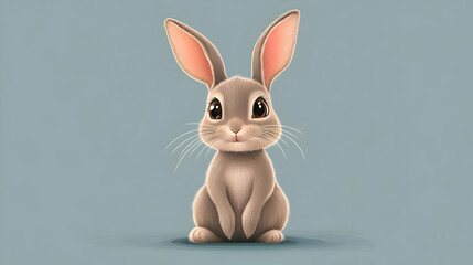 Cute animated rabbit with large ears and expressive eyes, perfect for children's designs and playful themes.