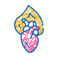 burning heart doodle icon sketch vector. burning heart sign. isolated symbol illustration