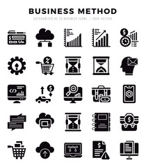 Business Method elements. Glyph web icon set. Simple vector illustration.