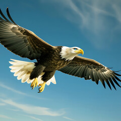 Obraz premium Bald eagle flying Blue Eyes Sky Fly Nature Wild Focus color background