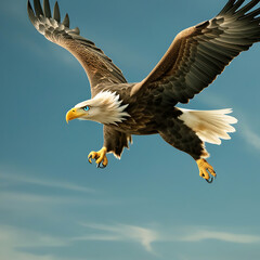 Bald eagle flying Blue Eyes Sky Fly Nature Wild Focus color background