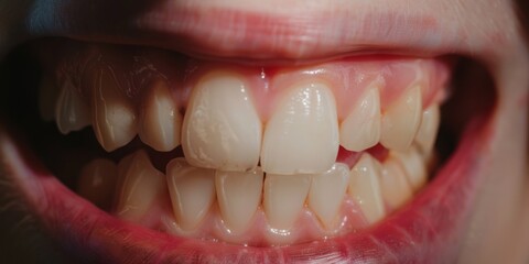 Fototapeta premium A close-up of stained teeth and irritated gums in a young vaper