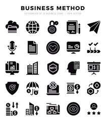 Set of Business Method Icons Glyph icons collection.