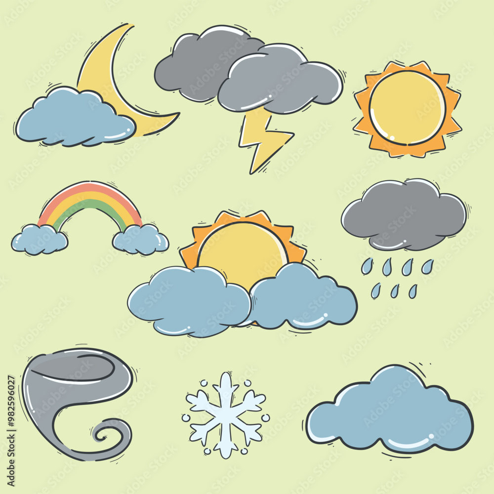 Wall mural several forms of weather that exist in the world