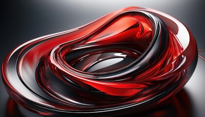 Espiral Futurista de Vidro Vermelho e Preto