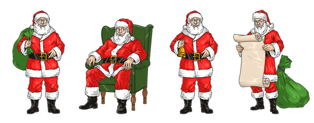 Santa Claus colorful set stickers