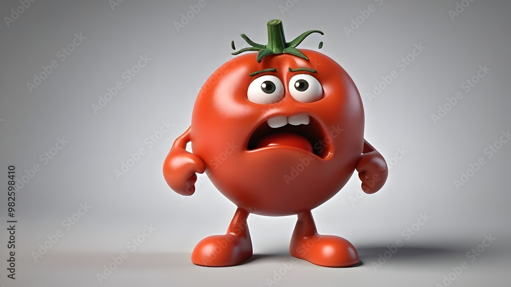 Wall mural a small, stubby tomato with a squashed shape, giving him a chunky, squat appearance. he’s a bit of a