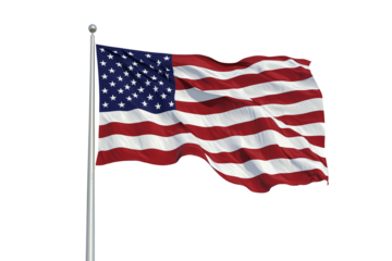 American flag waving proudly. transparent background.