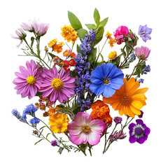 Colorful Floral Arrangement on White Background
