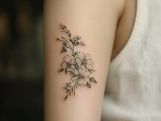 Obraz premium Intricate floral tattoo design elegantly displayed on a person's arm, showcasing art and individuality in body ink.