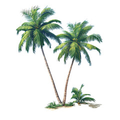 Obraz premium Tropical Palm Trees on a Sandy Beach Landscape