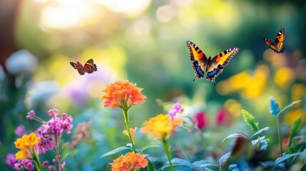 Butterflies in a Vibrant Garden