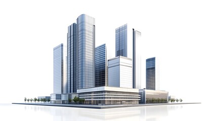 Naklejka premium Futuristic Cityscape of Sleek Modern Skyscrapers in a Downtown Urban Business District