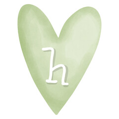 green heart on a white