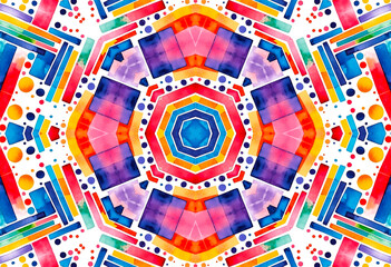 Fototapeta premium White background with bright colorful shapes, abstract pattern