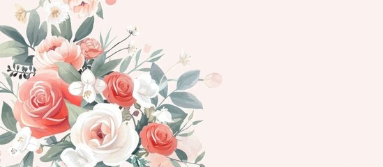 Delicate Floral Bouquet With Blank Card For Text Postcard For Congratulation