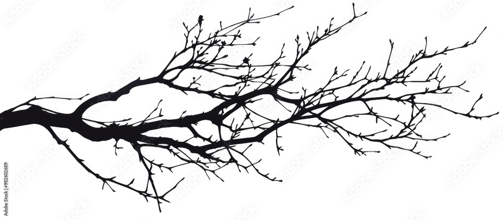 Wall mural Branch Silhouette On A White Background