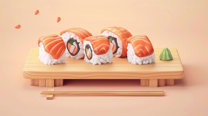 Delicious Set Of Fried Pink Salmon Roll