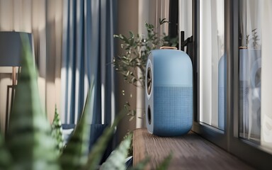 3D Illustration of Blue Portable Music Speaker for Outdoor Parties