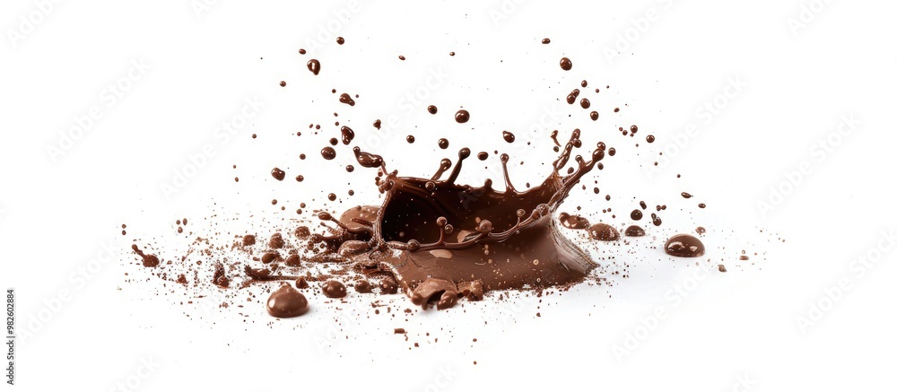 Poster drops of mud sprayed isolated on white background with clipping path