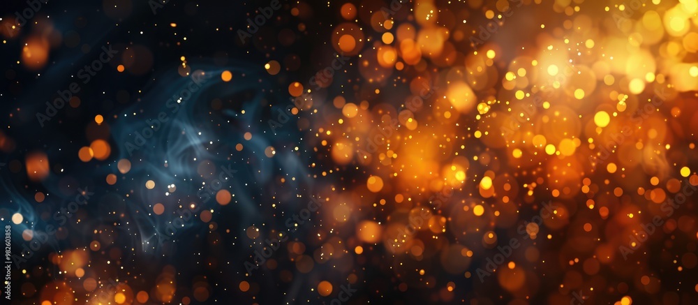 Aufkleber flame and fire spark with bokeh from burning charcoal on dark abstract background