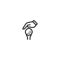 Golf vector line icon. Ball and club sign. Sports symbol flat sign. Editable icon.