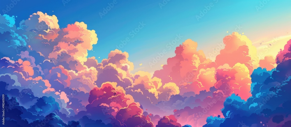Aufkleber cloudy weather in the summer the sky in clouds of different shapes and sizes