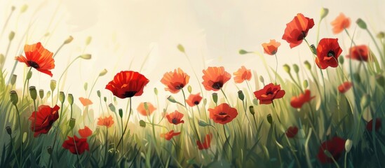 Obraz premium Poppy Seed Flowers Dancing Above The Meadows