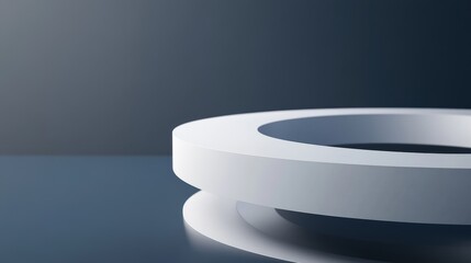 Minimalist abstract design featuring a white ring shape against a dark gradient background, evoking modern aesthetics.