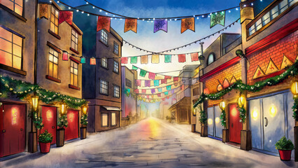 Obraz premium street in the town of the town