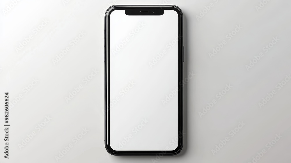 Poster modern smartphone with blank screen on a minimalistic background, perfect for showcasing apps or des