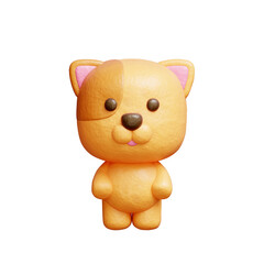 3D cute dog standing, Cartoon animal character, 3D rendering.