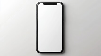 Modern smartphone with blank screen on a minimalistic background, perfect for showcasing apps or designs.