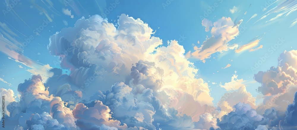 Aufkleber cloudy weather in the summer the sky in clouds of different shapes and sizes