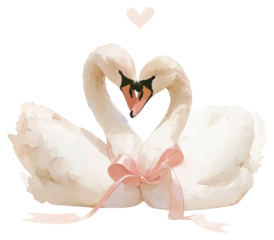 PNG Romantic swans with heart