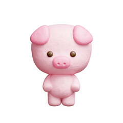 3D cute pig standing, Cartoon animal character, 3D rendering.